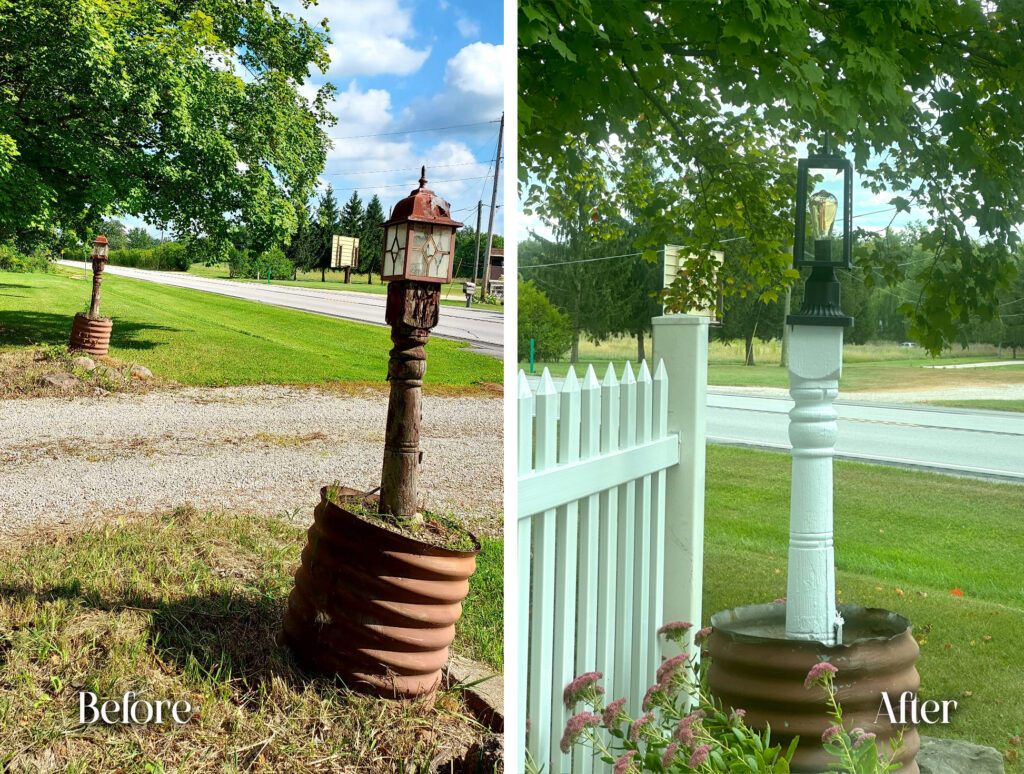 before and after on the light posts