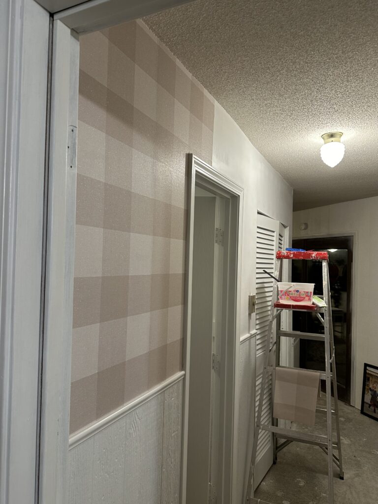 The walls of the hallway makeover