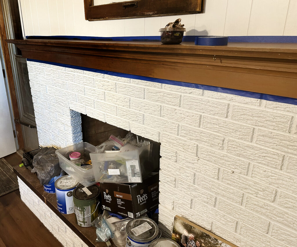 Staining the mantel darker.